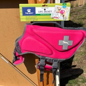 Top Paw Neoprene Dog Life Vest in Pink and Gray
